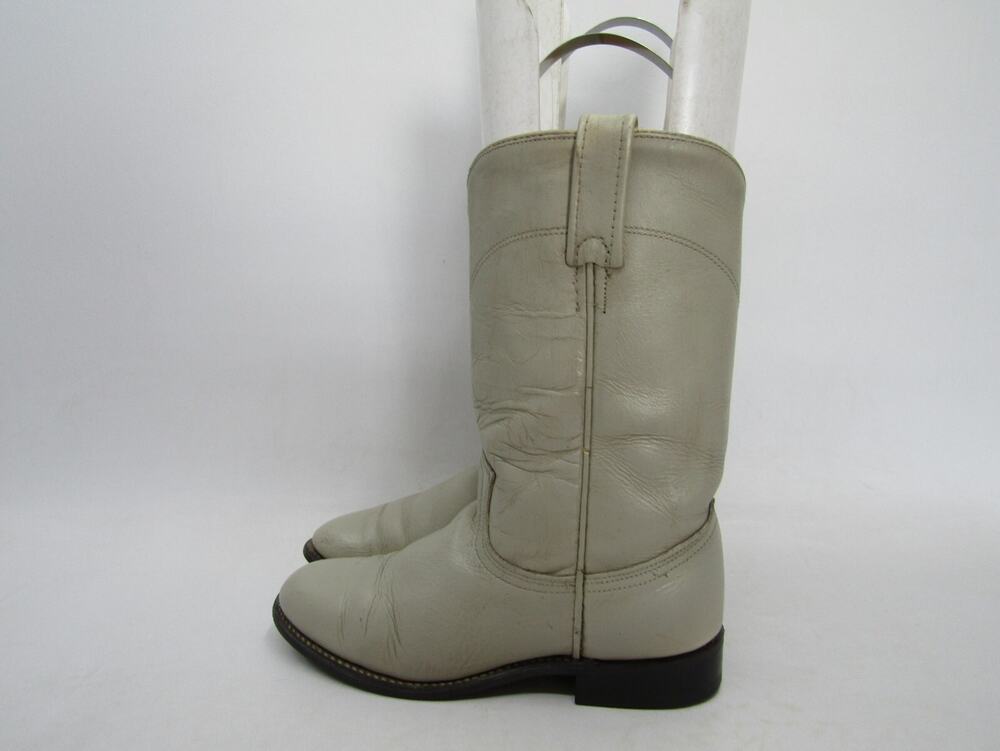 ACME Womens Size 6.5 M Cream Leather Roper Cowboy Western Boots